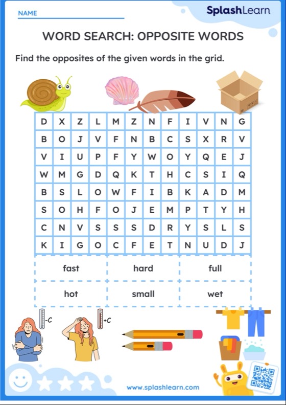 worksheet on opposites for grade