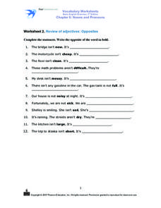 worksheet on opposites for grade