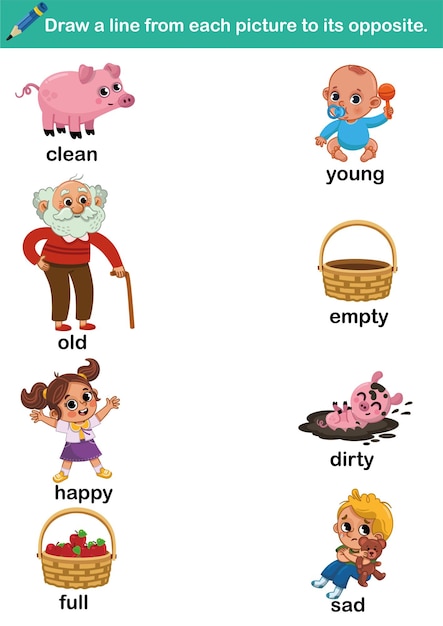 Premium Vector | Finding the opposites worksheet. Educational ...