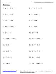 Order Of Operations Basic Worksheets