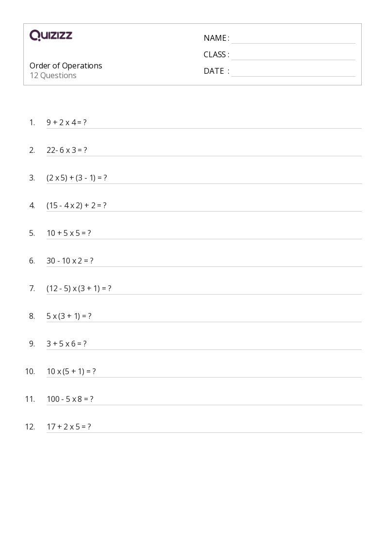 50+ Order of Operations worksheets for 3rd Year on Quizizz | Free ...