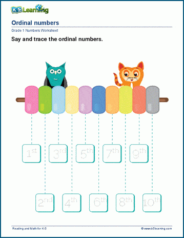 worksheet on ordinal numbers for grade 1