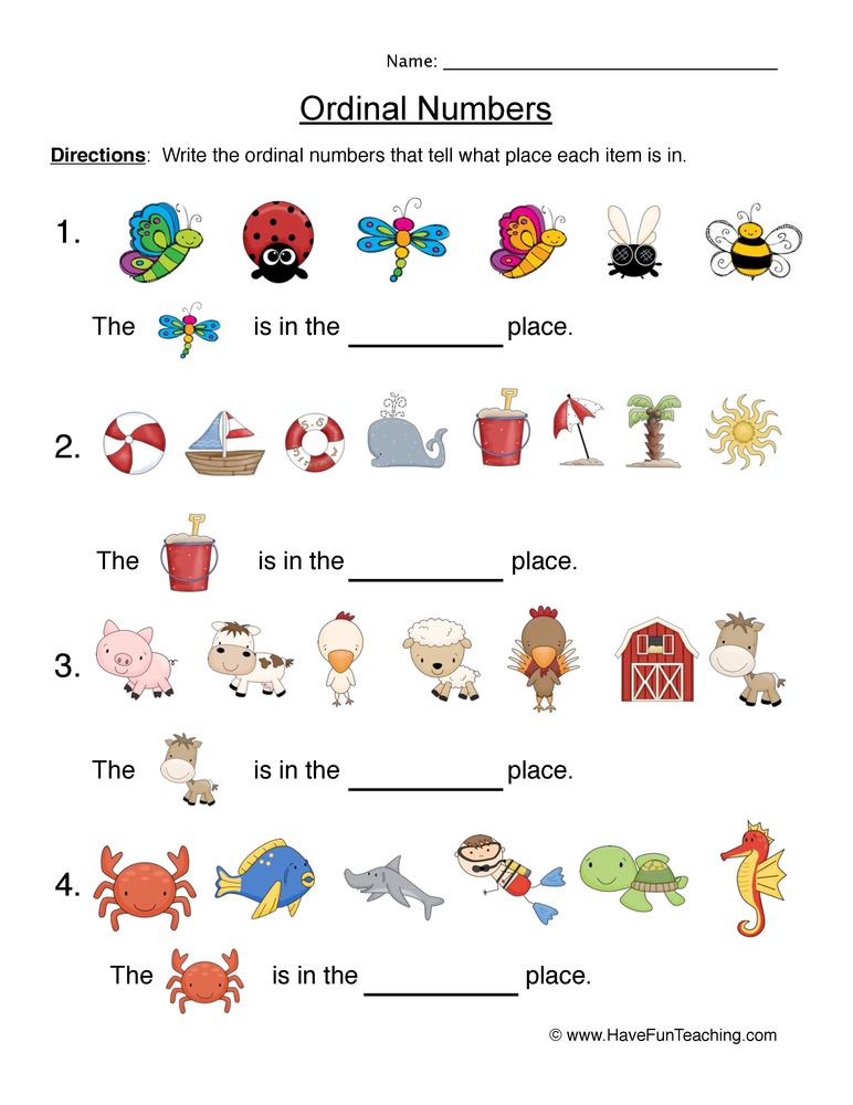 Labeling Ordinal Numbers Worksheet  