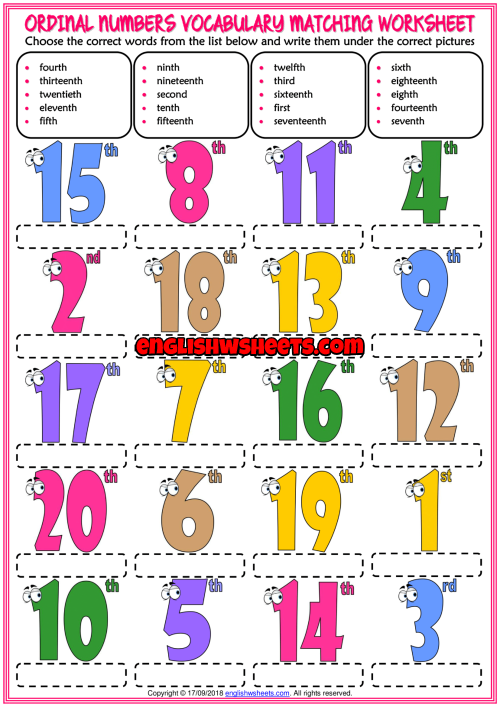 worksheet on ordinal