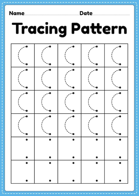 Premium Vector | Tracing pattern left curve lines worksheet for ...