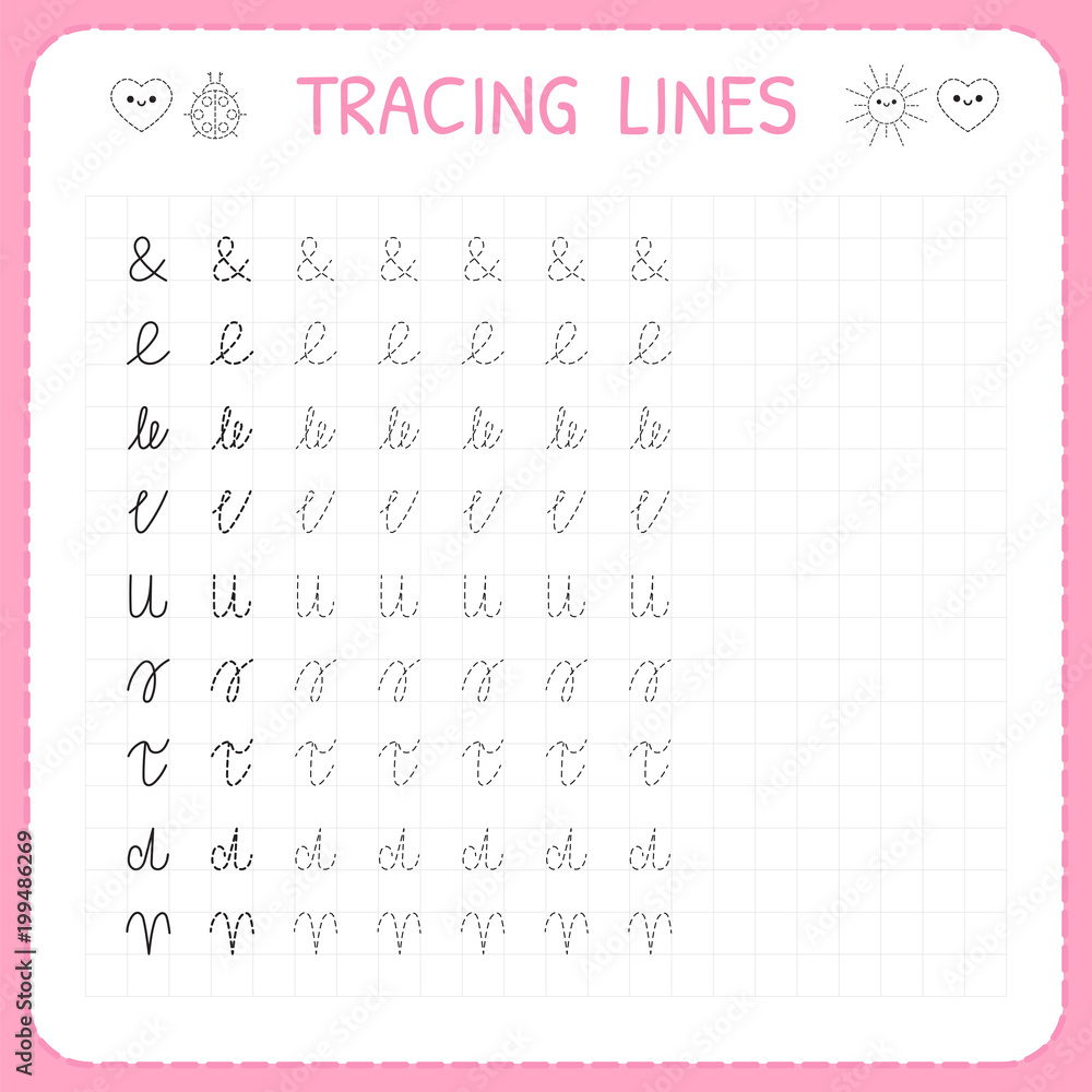 Tracing lines. Basic writing. Worksheet for kids. Working pages ...
