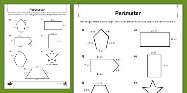 Third Grade Find the Perimeter Activity Sheet (teacher made)