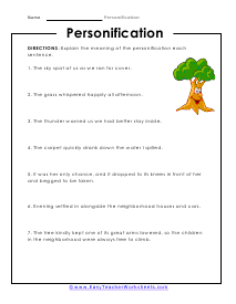 worksheet on personification