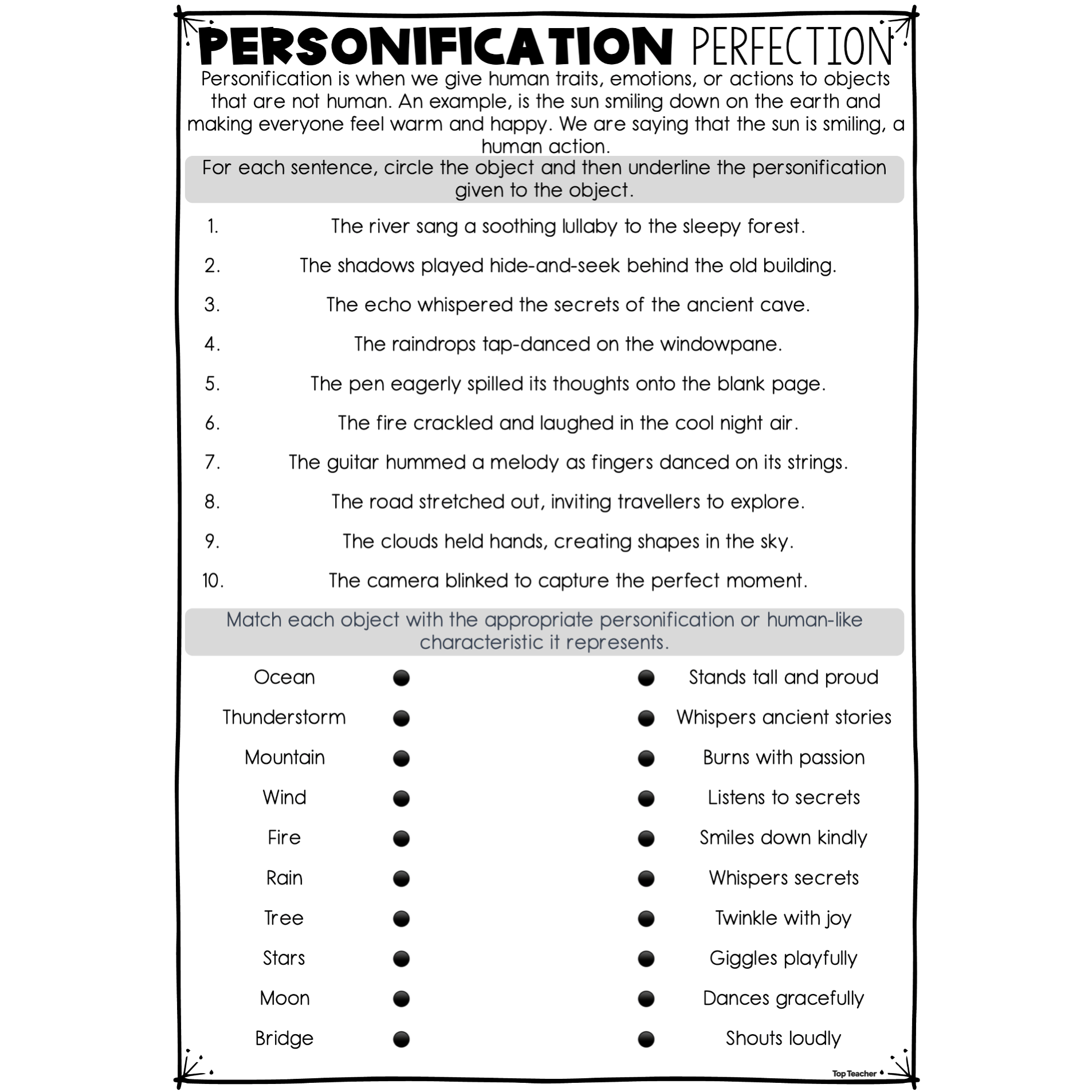 Personification Perfection Worksheet Top Teacher Worksheets Library