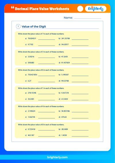 Free Printable Decimal Place Value Worksheets for Kids ...