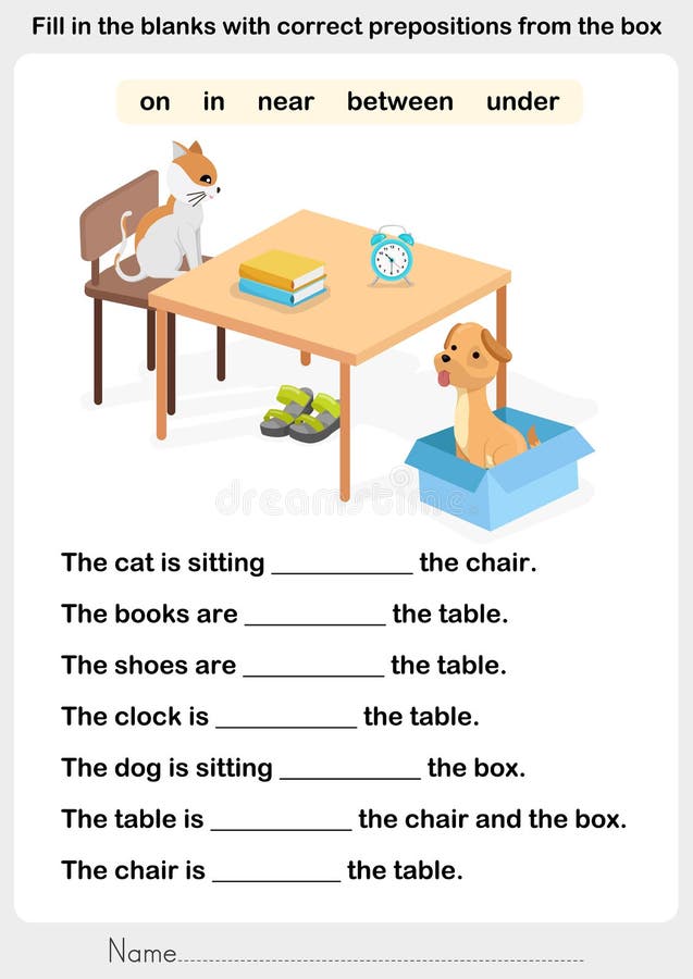 Prepositions Worksheet Stock Illustrations - 57 Prepositions ...