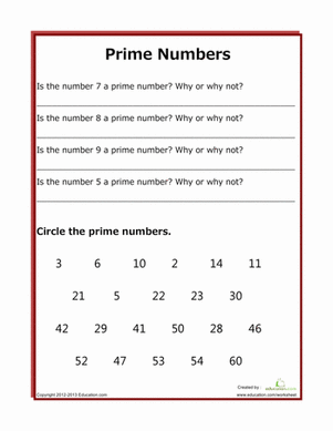 Practice with Prime Numbers | Worksheet 