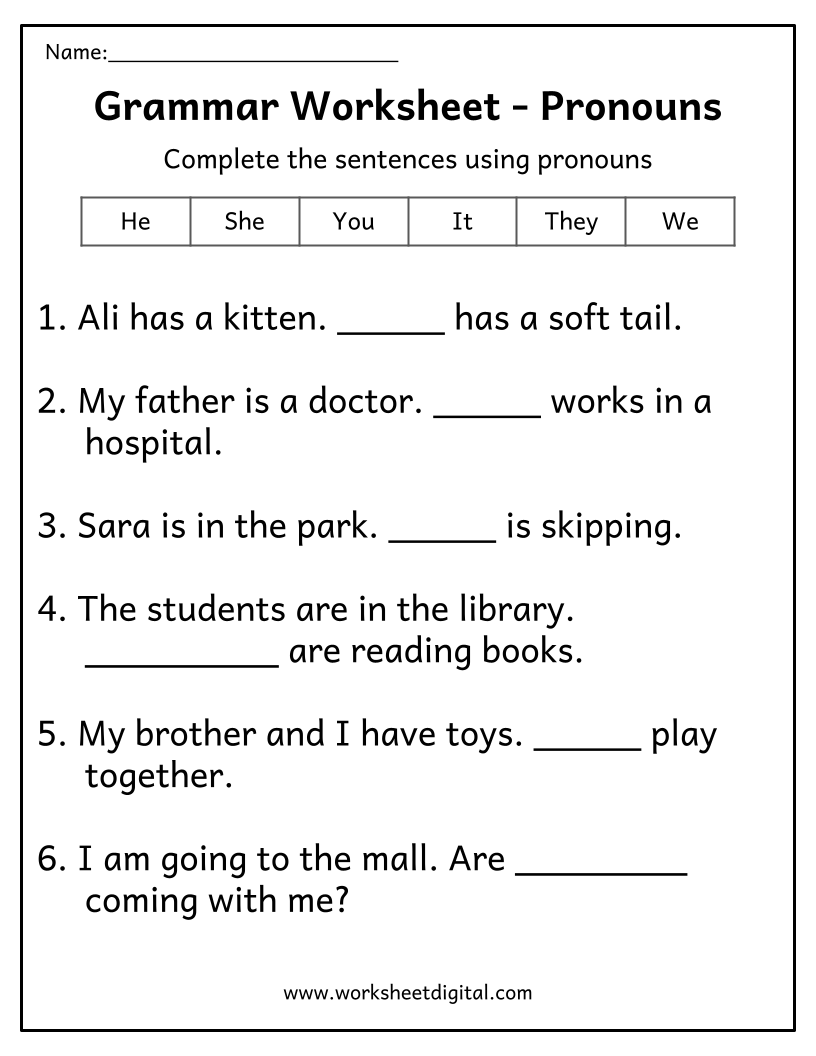 Personal Pronouns - Worksheet Digital