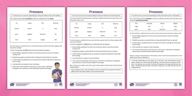 worksheet on pronouns