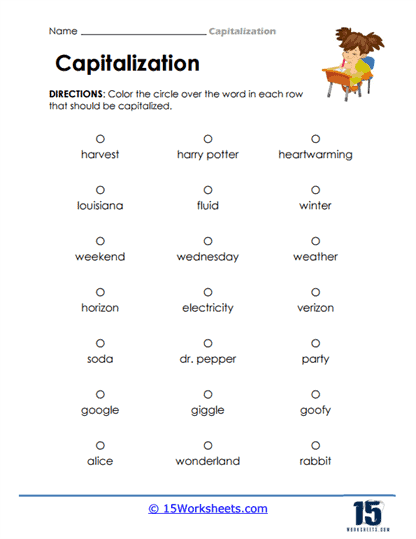 worksheet on punctuation and capitalization
