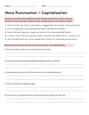 More Punctuation and Capitalization | Worksheet 
