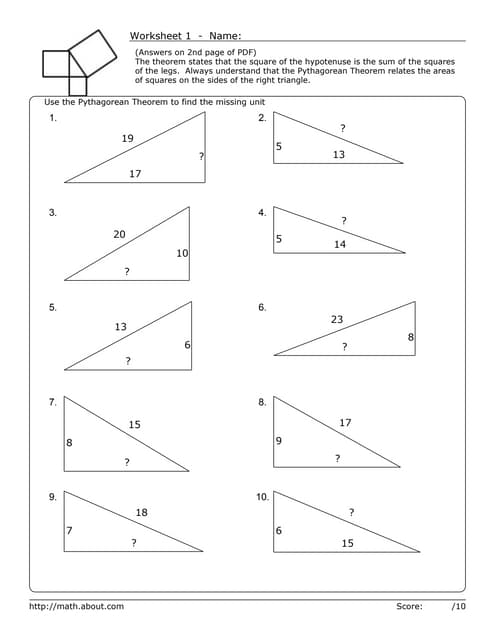 Pythagorean worksheet-1 | PDF