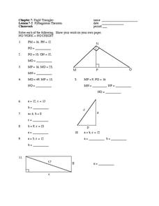 Pythagorean Theorem Worksheet for 9th - 12th Grade | Lesson Planet
