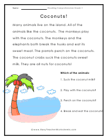 Reading Comprehension Worksheets