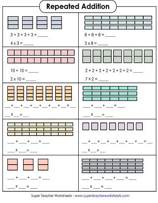 worksheet on repeated addition for