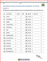 worksheet on repeated addition for