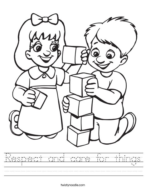 Respect and care for things Worksheet - Twisty Noodle