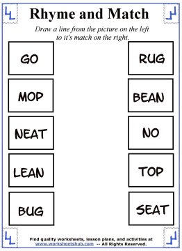 worksheet on rhyming