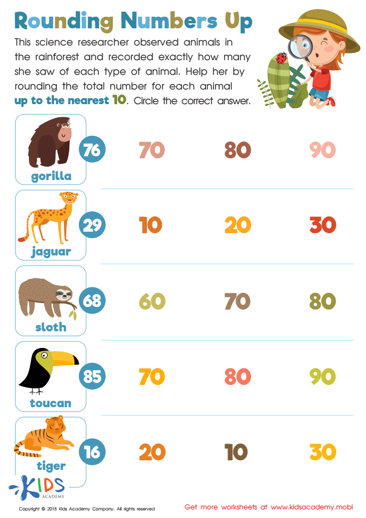 Rounding Numbers Up Worksheet for kids