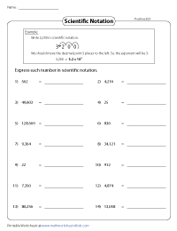 Scientific Notation Worksheets
