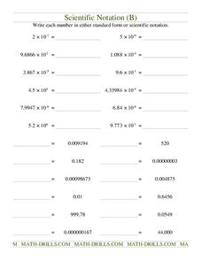 Scientific Notation Worksheet for 5th - 6th Grade | Lesson Planet