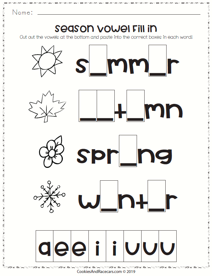 Seasons Worksheet Pack - Cookies &  Racecars