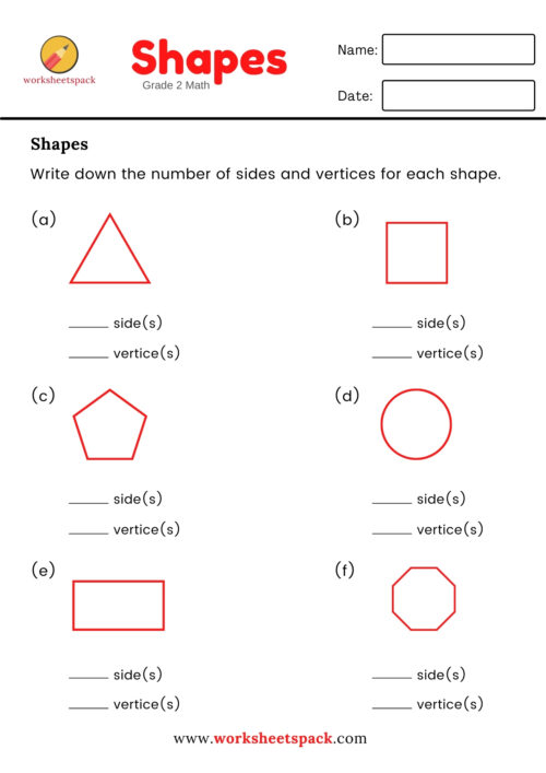 SIDES AND VERTICES WORKSHEET (GRADE 2 MATH) - worksheetspack