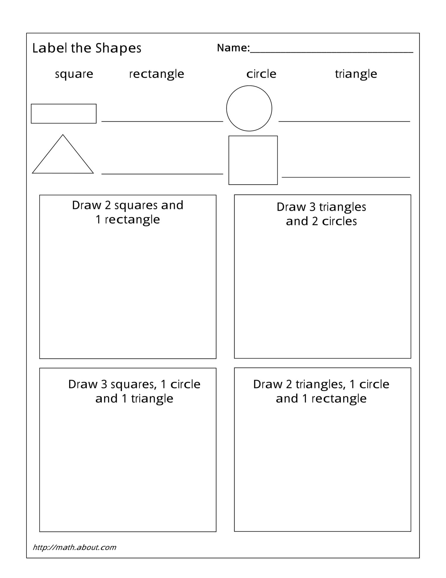 worksheet on shapes for grade