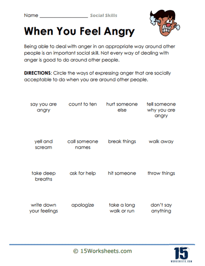 worksheet on social skills
