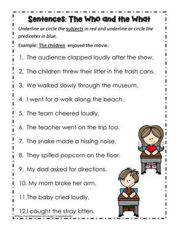 Subjects and Predicates Worksheets