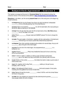 worksheet on subject verb agreement
