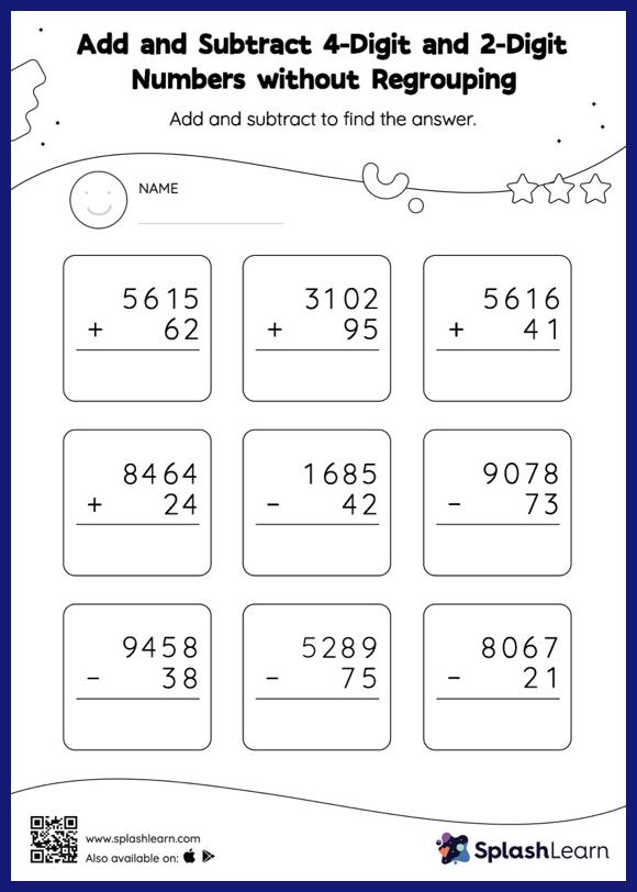 worksheet on subtraction for