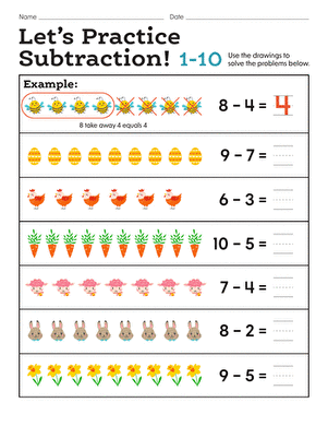 Lets Practice Subtraction! 1-10 | Worksheet 