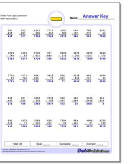 Subtraction Worksheets: Full Borrowing