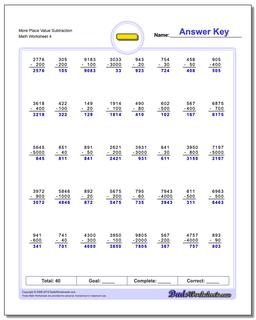 worksheet on subtraction