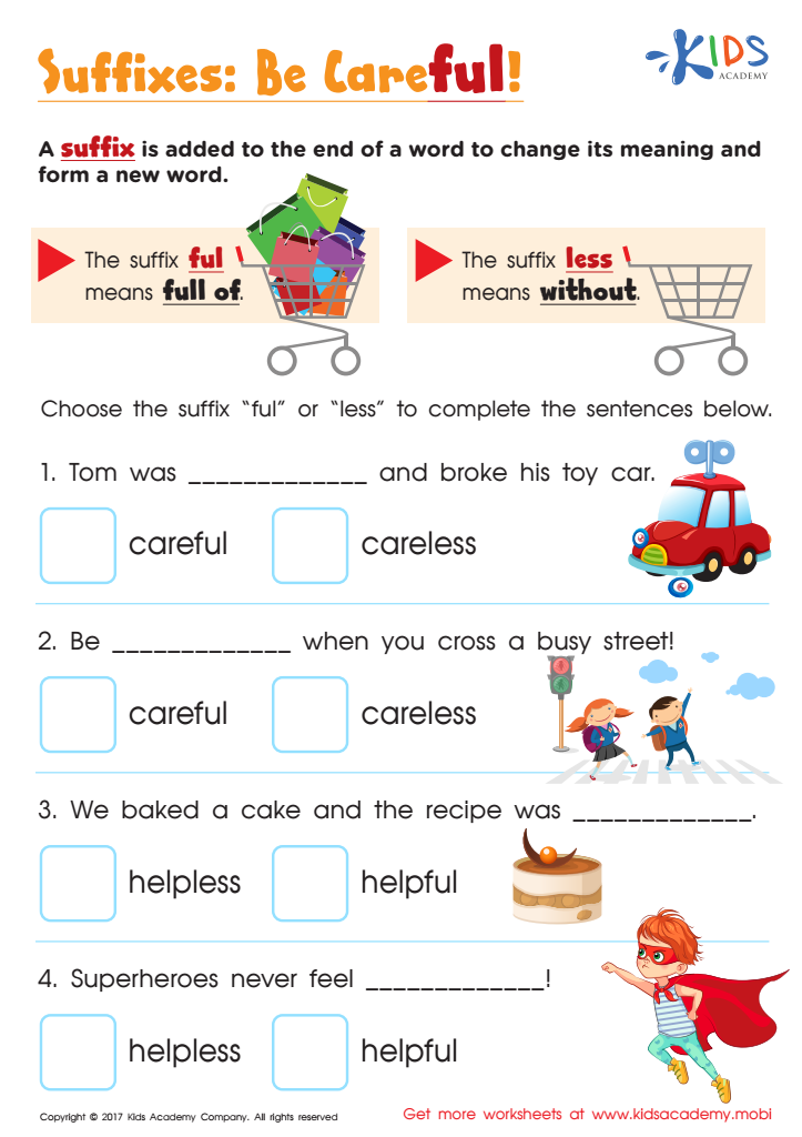 worksheet on suffix