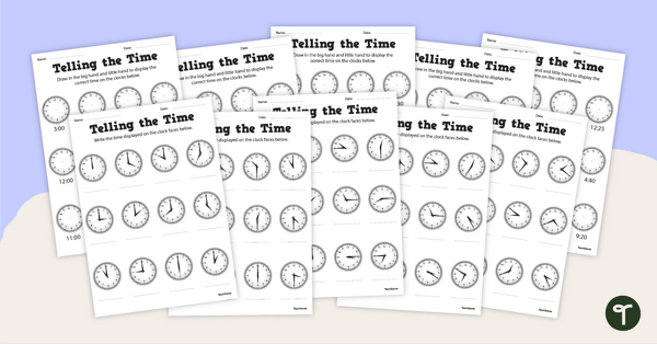 Telling Time Year 2 Worksheets | Teach Starter