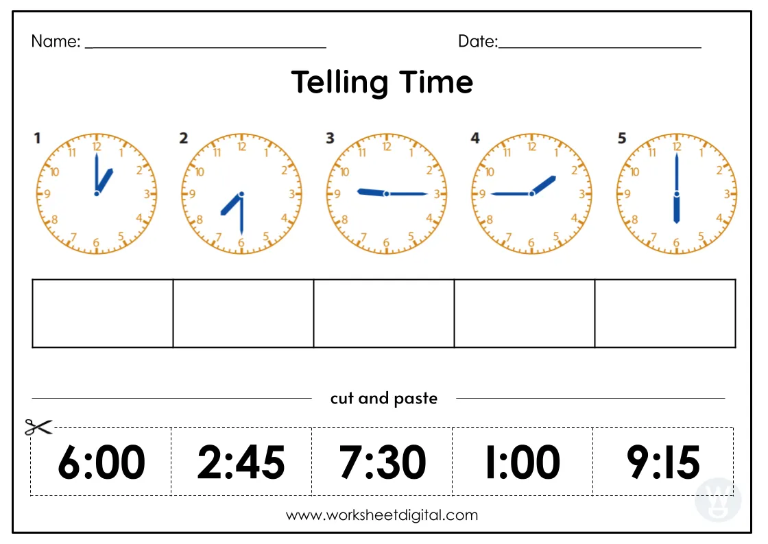 worksheet on telling the