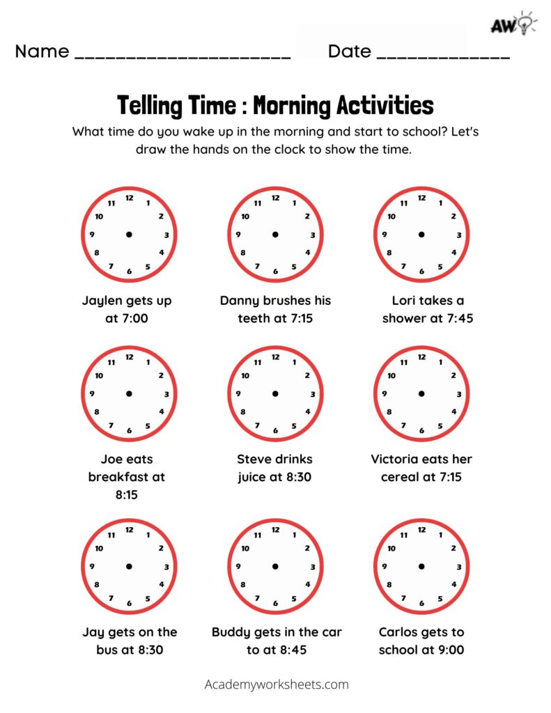 Time Telling Worksheets to the Quarter Hour quarter hour - Academy ...