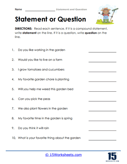 Statements and Questions Worksheets - 15 Worksheets Library