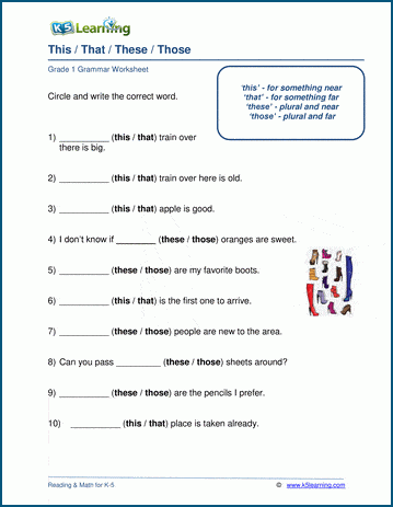 This, that, these, those worksheets | Worsheets library