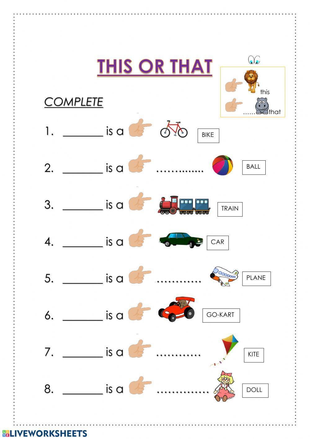 This or That interactive worksheet  