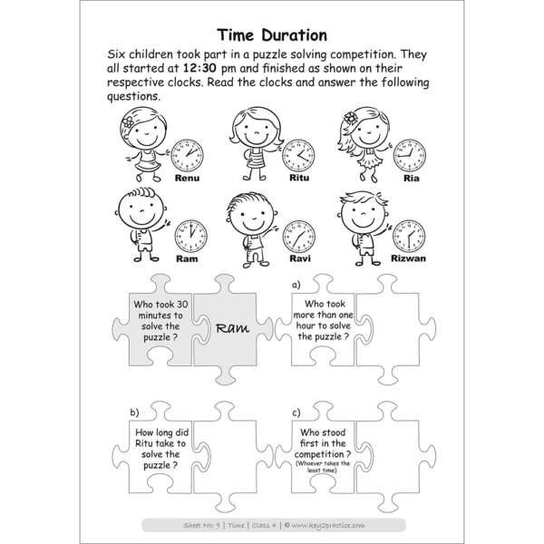 Time Worksheets Grade 4 I Maths - key2practice Workbooks
