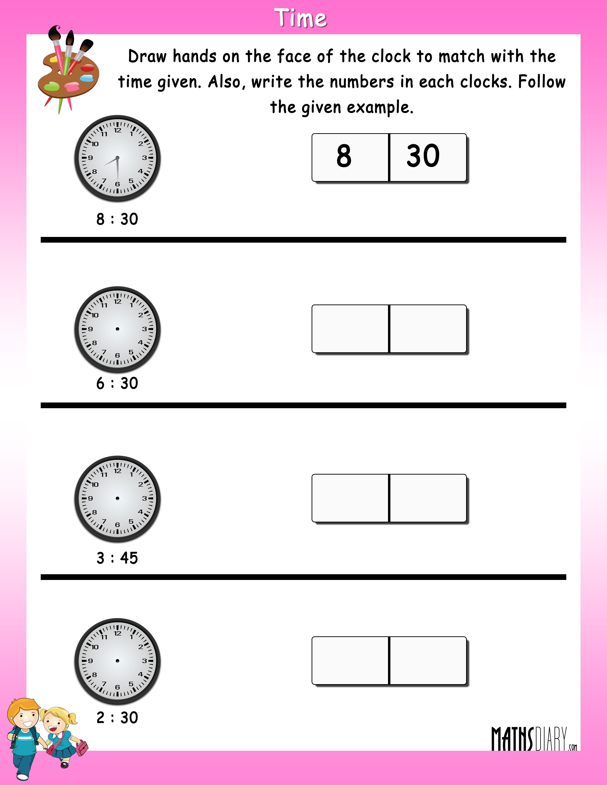 worksheet on time for grade