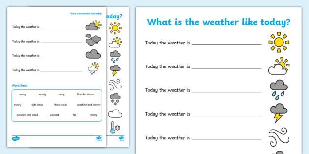 Weather Sentence Completer Worksheet / Worksheet 